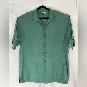 Tommy Bahama Men’s L Silk Camp Shirt Green Short Sleeve Button Front Casual Top